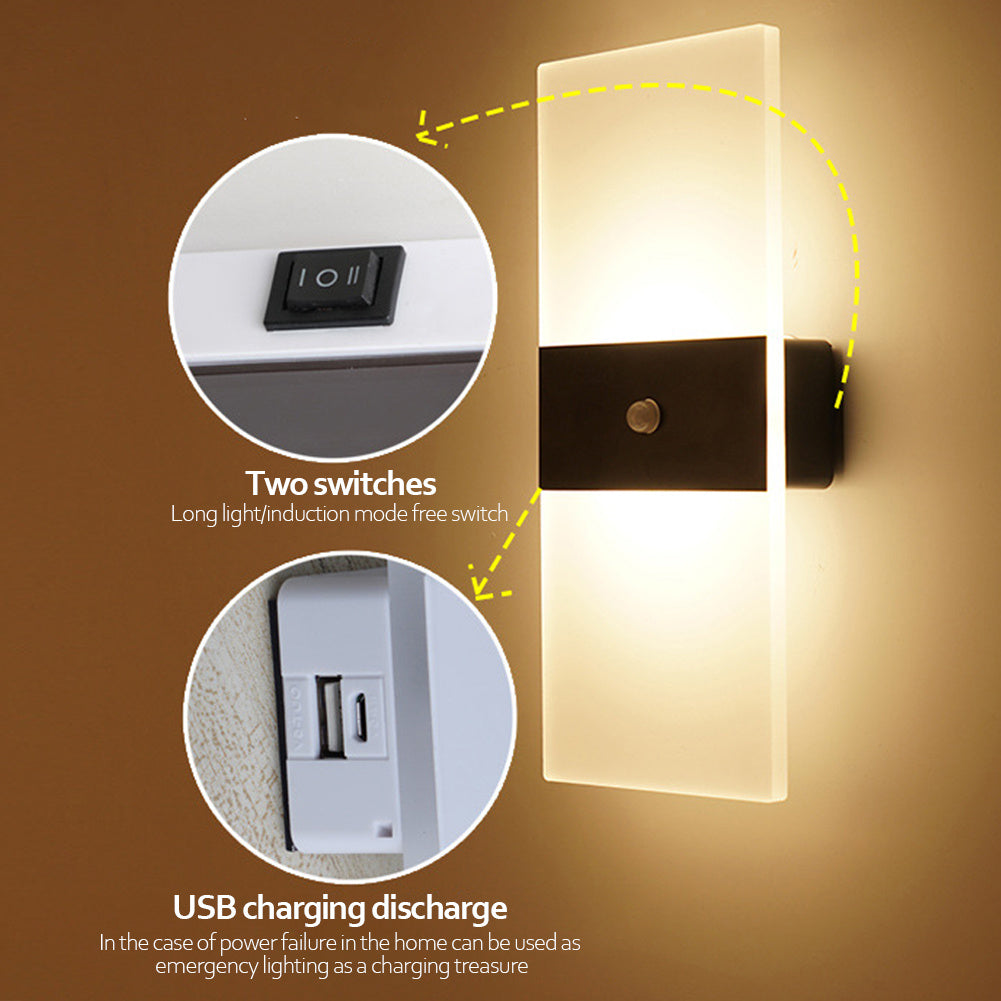 Indoor Motion Sensing Wall Lamp – USB Rechargeable
